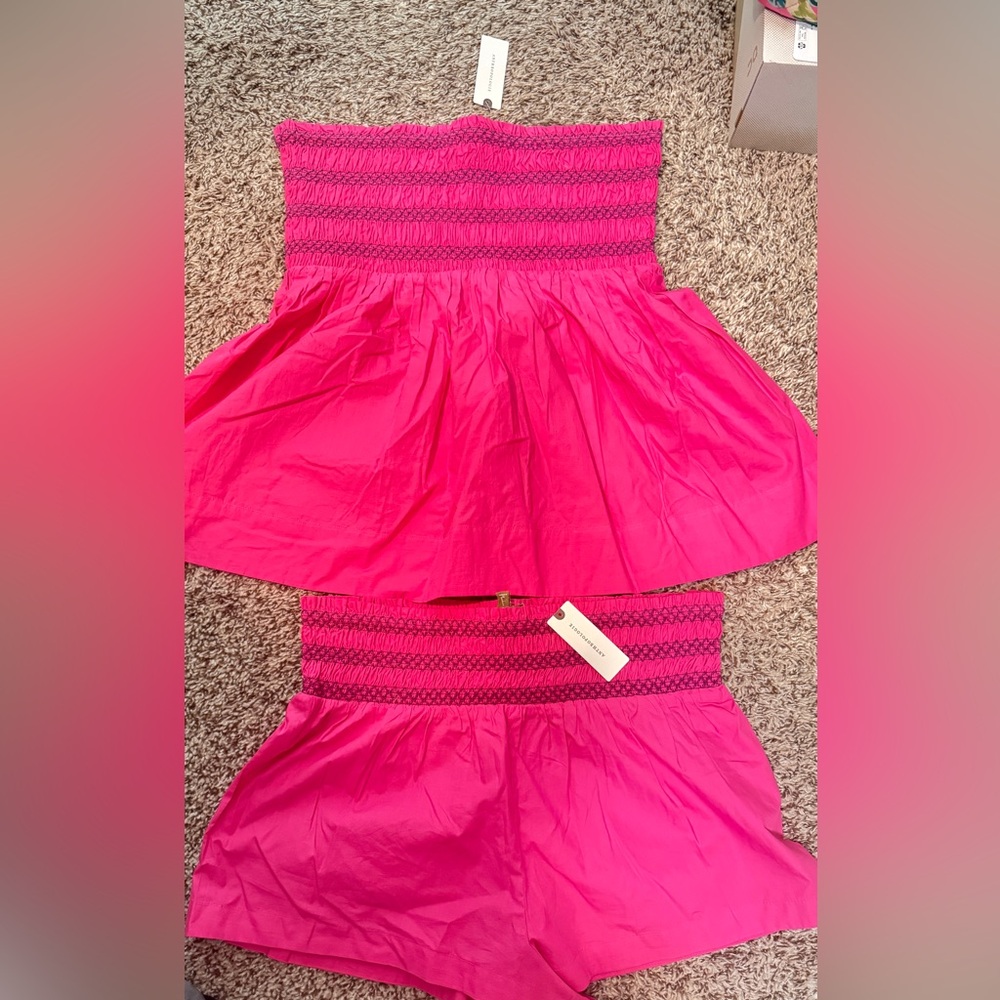Celadine by Anthropologie Pink Strapless Top and Shorts Set - NEW!